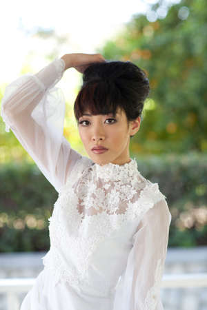 Beautiful Asian Bride in Springtimeの写真素材