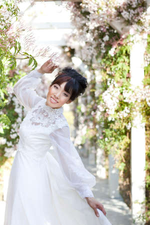 Beautiful Asian Bride in Springtimeの写真素材