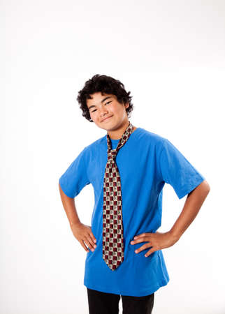 Asian Teenager picking out a tie for his dad on Father's dayの写真素材