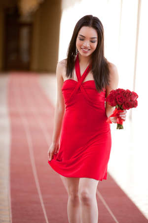 Sexy red dress for Valentines Dayの写真素材