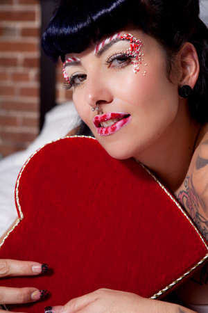 Pinup style Valentine with 50s Hair styleの写真素材