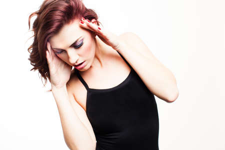 Pretty Woman in Stress looking awayの写真素材