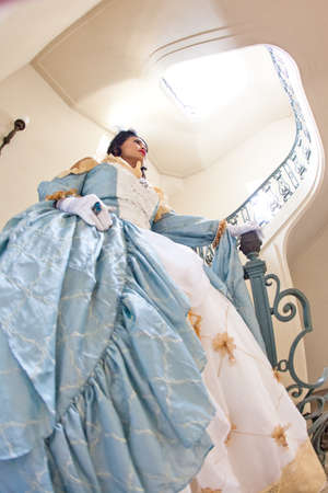 ortrait of a beautiful  woman with elaborate Marie Antoinette dress Lacey Dressの写真素材