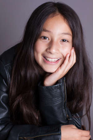 Preteen Portrait of a pretty girlの写真素材