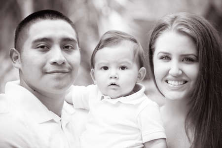Happy young Family on Babies first Birthdayの写真素材