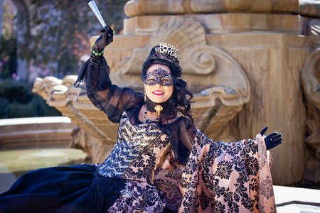 Pretty Asian woman on New Years Eveの写真素材