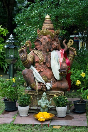 photo of lord Ganesha shrine in the gardenの写真素材