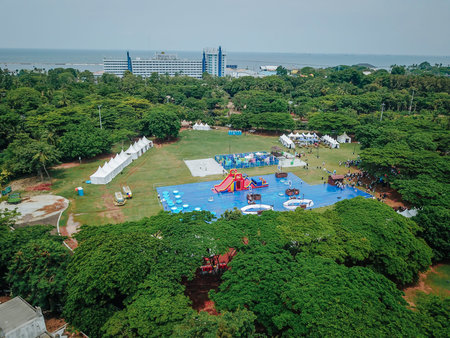 jakarta, indonesia- december 22, 2019 : view from the top of an event in Jakartaのeditorial素材