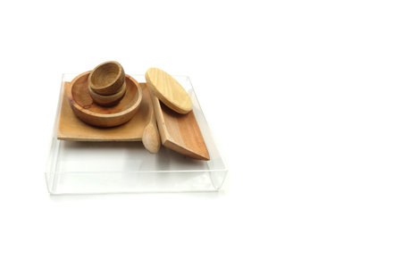 coasters, plates made of wood and acrylic traysの写真素材