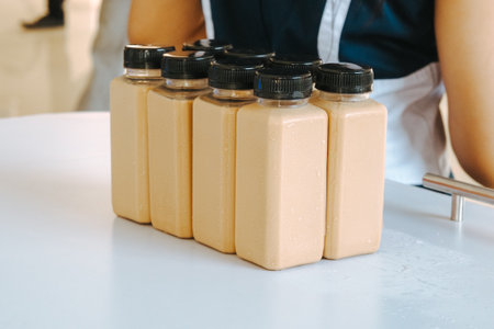 milk coffee in a bottleの写真素材