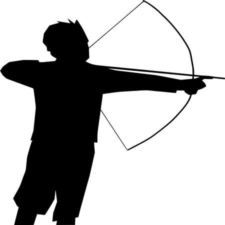 Vector silhouette of Archery on white backgroundのイラスト素材