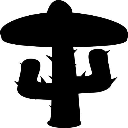 Vector silhouette of Cactus on white backgroundのイラスト素材