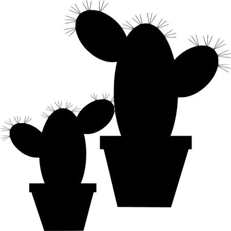 Vector silhouette of Cactus on white backgroundのイラスト素材