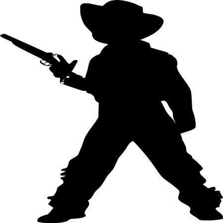 Vector silhouette of Cowboy on white backgroundのイラスト素材