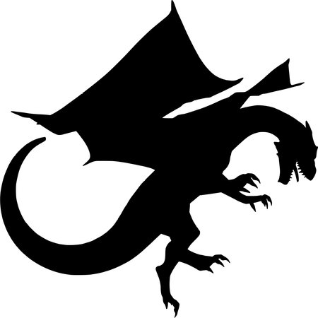 Vector silhouette of Dragon on white backgroundのイラスト素材