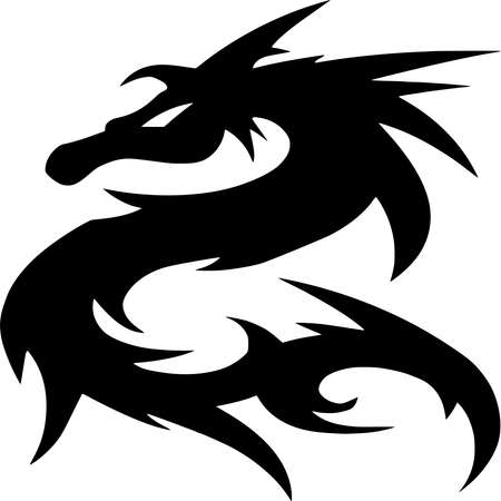 Vector silhouette of Dragon on white backgroundのイラスト素材