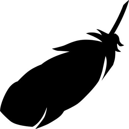 Vector silhouette of Feather on white backgroundのイラスト素材