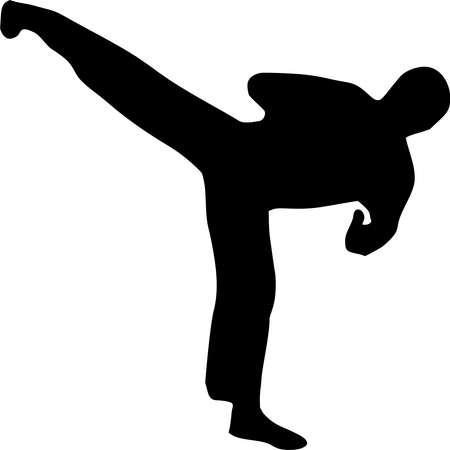 Vector silhouette of Martial Art on white backgroundのイラスト素材