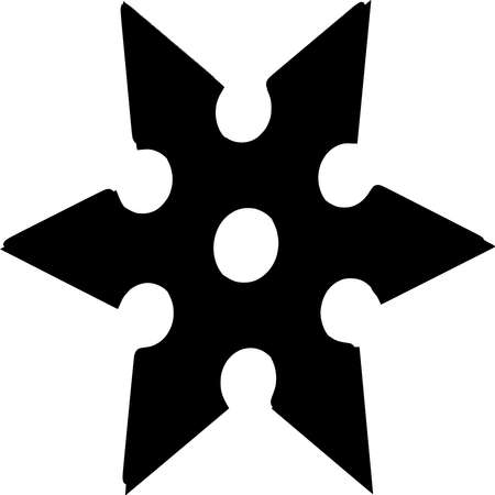 Vector silhouette of Ninja Star on white backgroundのイラスト素材