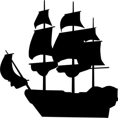 Vector silhouette of Ship on white backgroundのイラスト素材