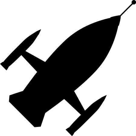 Vector silhouette of Rocket on white backgroundのイラスト素材