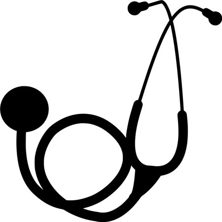 Vector silhouette of Stethoscope on white backgroundのイラスト素材
