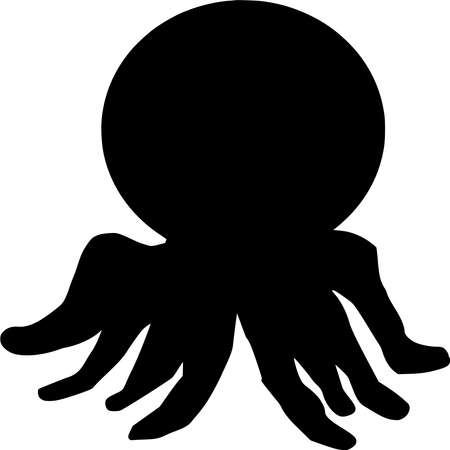 Vector silhouette of Squid on white backgroundのイラスト素材
