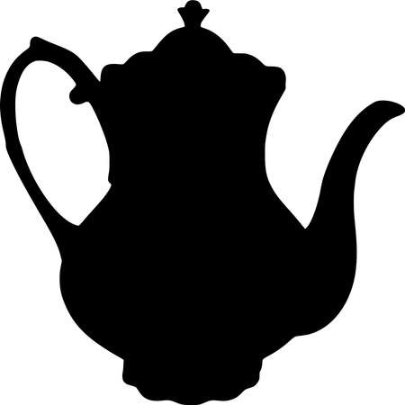 Vector silhouette of Tea Kettle on white backgroundのイラスト素材