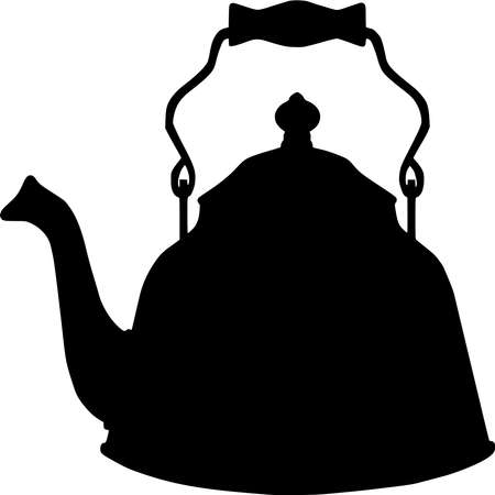 Vector silhouette of Tea Kettle on white backgroundのイラスト素材