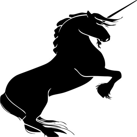 Vector silhouette of Unicorn on white backgroundのイラスト素材