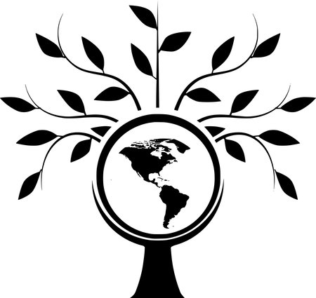 Vector silhouette of Globe on white backgroundのイラスト素材