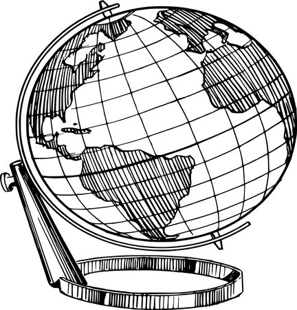 Vector silhouette of Globe on white backgroundのイラスト素材