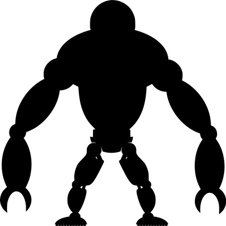 Vector silhouette of Robot on white backgroundのイラスト素材