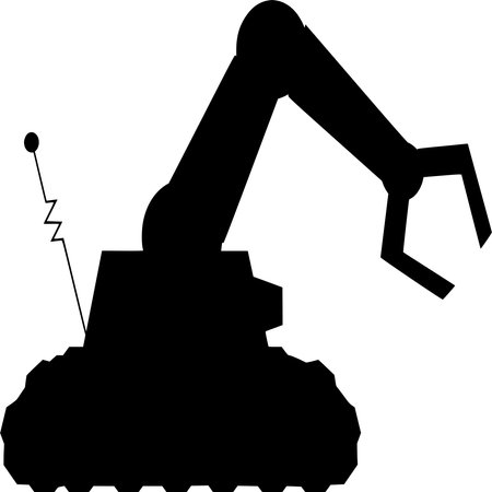 Vector silhouette of Robot on white backgroundのイラスト素材