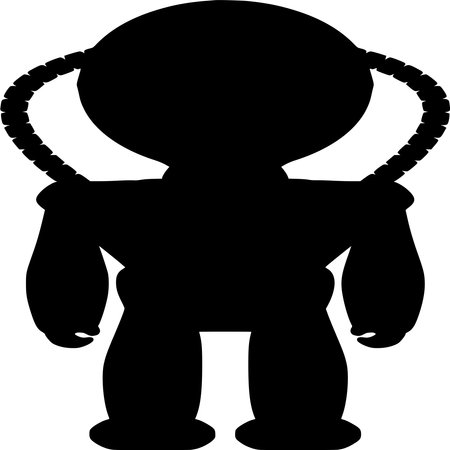 Vector silhouette of Robot on white backgroundのイラスト素材