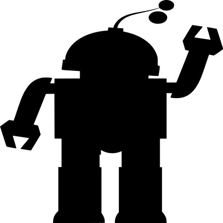 Vector silhouette of Robot on white backgroundのイラスト素材