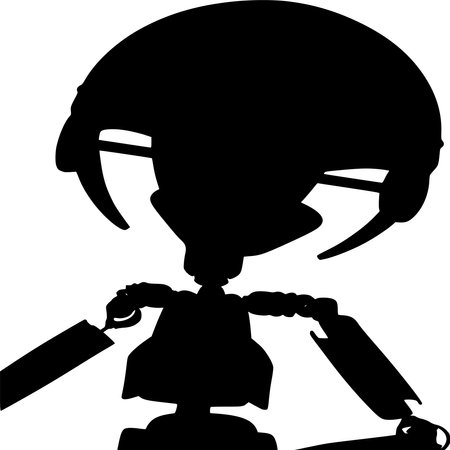 Vector silhouette of Robot on white backgroundのイラスト素材
