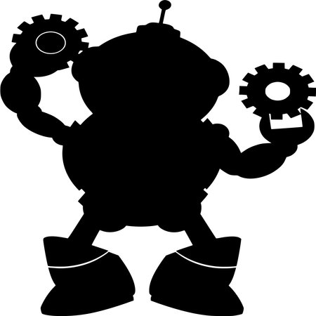 Vector silhouette of Robot on white backgroundのイラスト素材