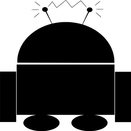 Vector silhouette of Robot on white backgroundのイラスト素材