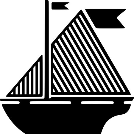 Vector silhouette of Sailboat on white backgroundのイラスト素材