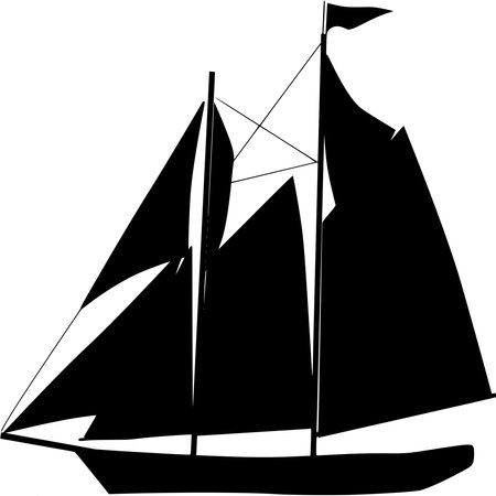 Vector silhouette of Sailboat on white backgroundのイラスト素材