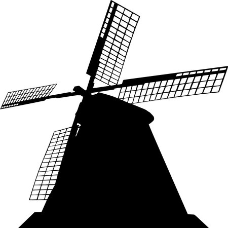 Vector silhouette of Windmill on white backgroundのイラスト素材