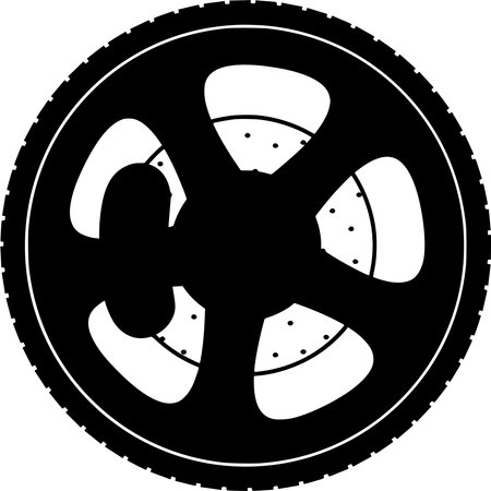 Vector silhouette of Wheel on white backgroundのイラスト素材
