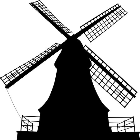 Vector silhouette of Windmill on white backgroundのイラスト素材
