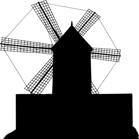 Vector silhouette of Windmill on white backgroundのイラスト素材