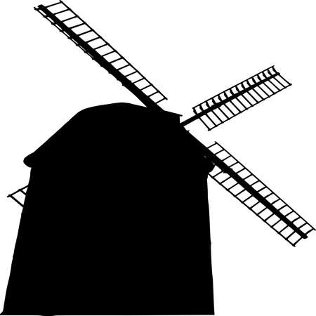 Vector silhouette of Windmill on white backgroundのイラスト素材
