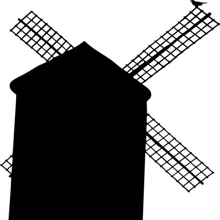 Vector silhouette of Windmill on white backgroundのイラスト素材