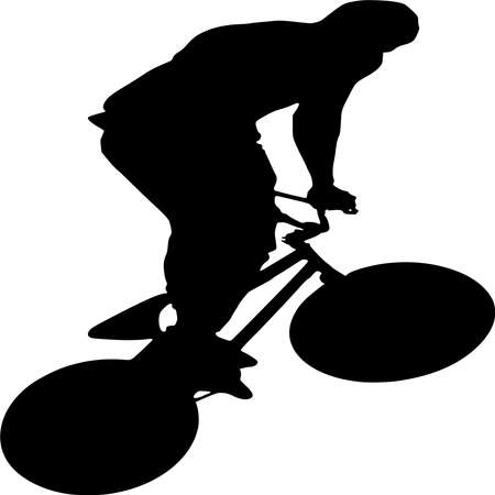 Vector silhouette of BMX on white backgroundのイラスト素材
