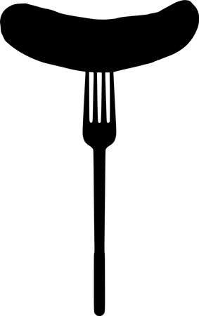 Vector silhouette of Sausage on white backgroundのイラスト素材