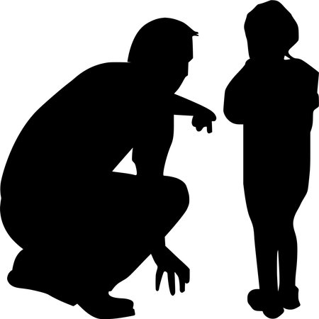 Vector silhouette of Family on white backgroundのイラスト素材